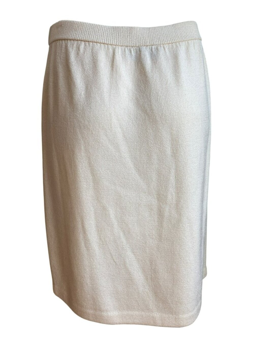 St John Collection Cream Off White Knit Skirt Santana Stretch Elastic Waist 10 - Picture 4 of 7